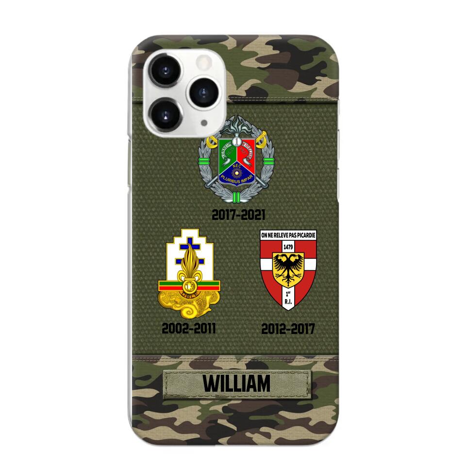 Personalized French Soldier/ Veteran Logo Camo Phonecase Printed 23MAR-DT08