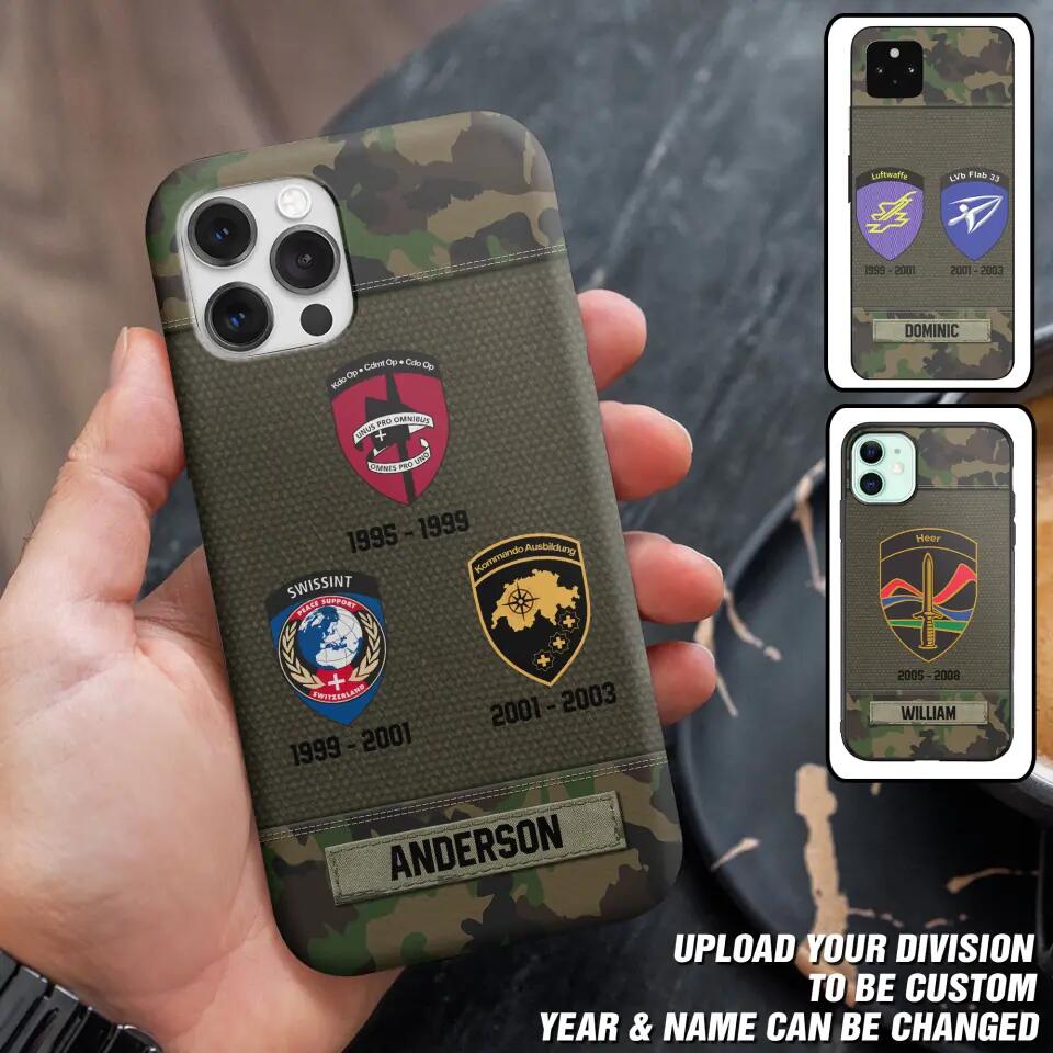 Personalized Swiss Soldier/ Veteran Logo Camo Phonecase Printed 23MAR-DT08