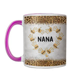 Personalized Grandma Aunt Mommy Kid Name Heart Hand Printed Accent Mug PNHQ1303