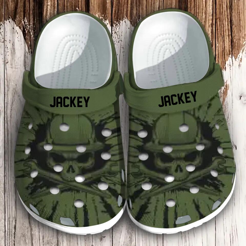 Personalized Ironworker Skull Clog Slipper Shoes Printed 23MAR-HQ15