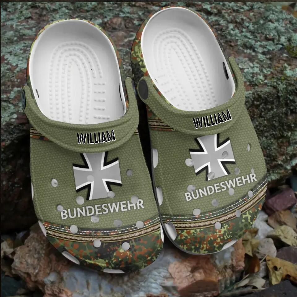 Personalized German Veteran/Soldier Icon & Name Clog Slipper Shoes Printed 23MAR-DT14