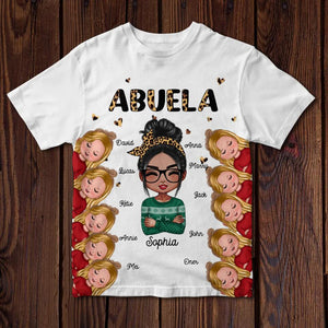 Personalized Grandma Aunt Mom Abuela Kid Name Printed Tshirts PNDT1403