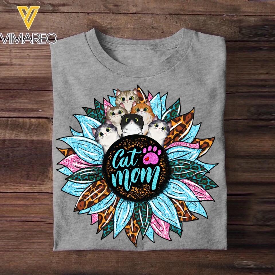 Personalized Cat Lovers Sunflower Tshirt Printed 23MAR-HQ17