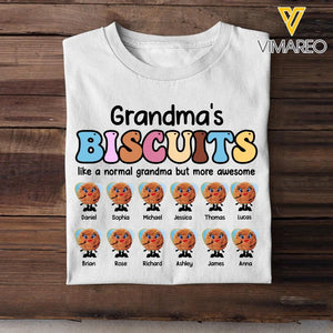 Personalized Grandma Mom Aunt Nana 's Biscuits Like A Normal Grandma But More Awesome Kid Name Tshirt Printed QTHQ1703