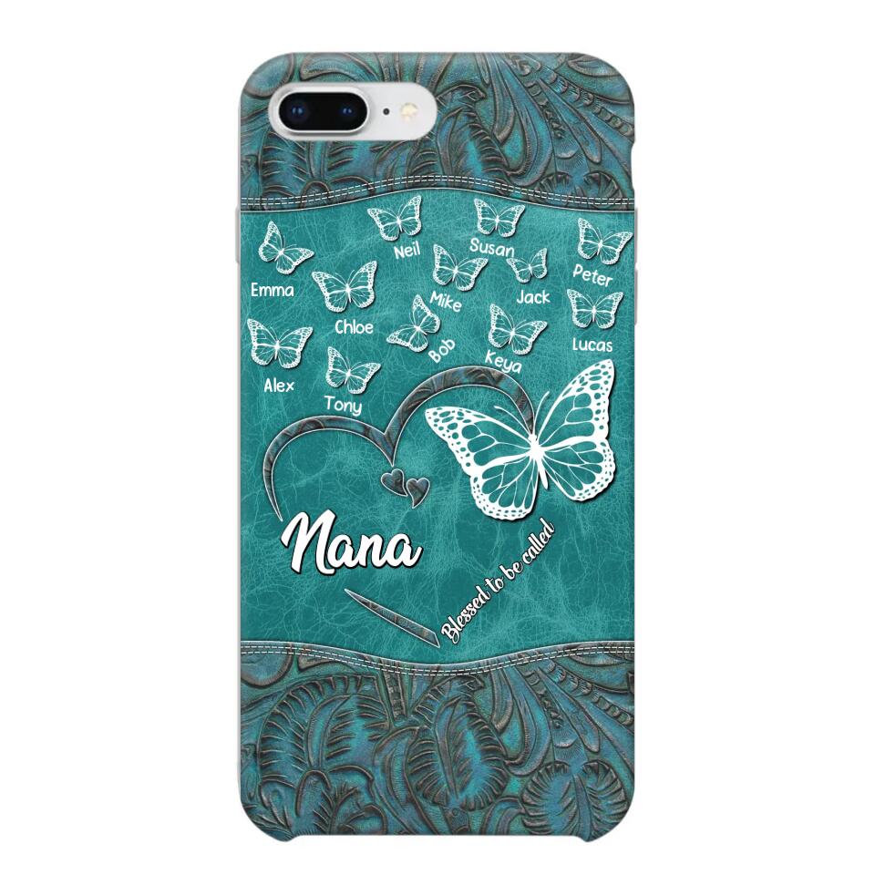 Personalized Butterflies Grandma Heart & Kid's Name Phonecase Printed QTDT1703