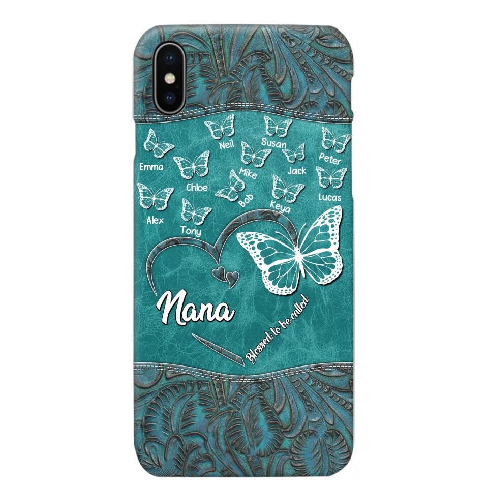 Personalized Butterflies Grandma Heart & Kid's Name Phonecase Printed QTDT1703