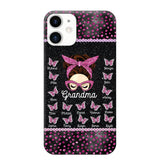 Personalized Grandma Nana Mom Aunt Pink Glam Glitter Buttterfly & Kid's Name Phonecase Printed PNDT2003