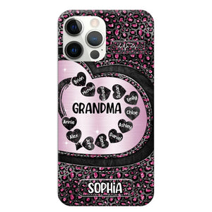 Personalized Grandma Nana Auntie Mom Heart & Kid's Name Phonecase Printed QTHQ2003