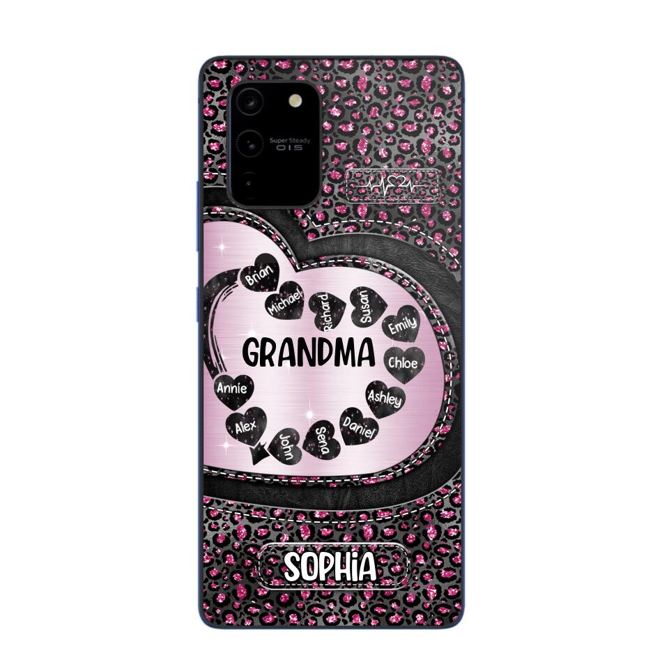 Personalized Grandma Nana Auntie Mom Heart & Kid's Name Phonecase Printed QTHQ2003