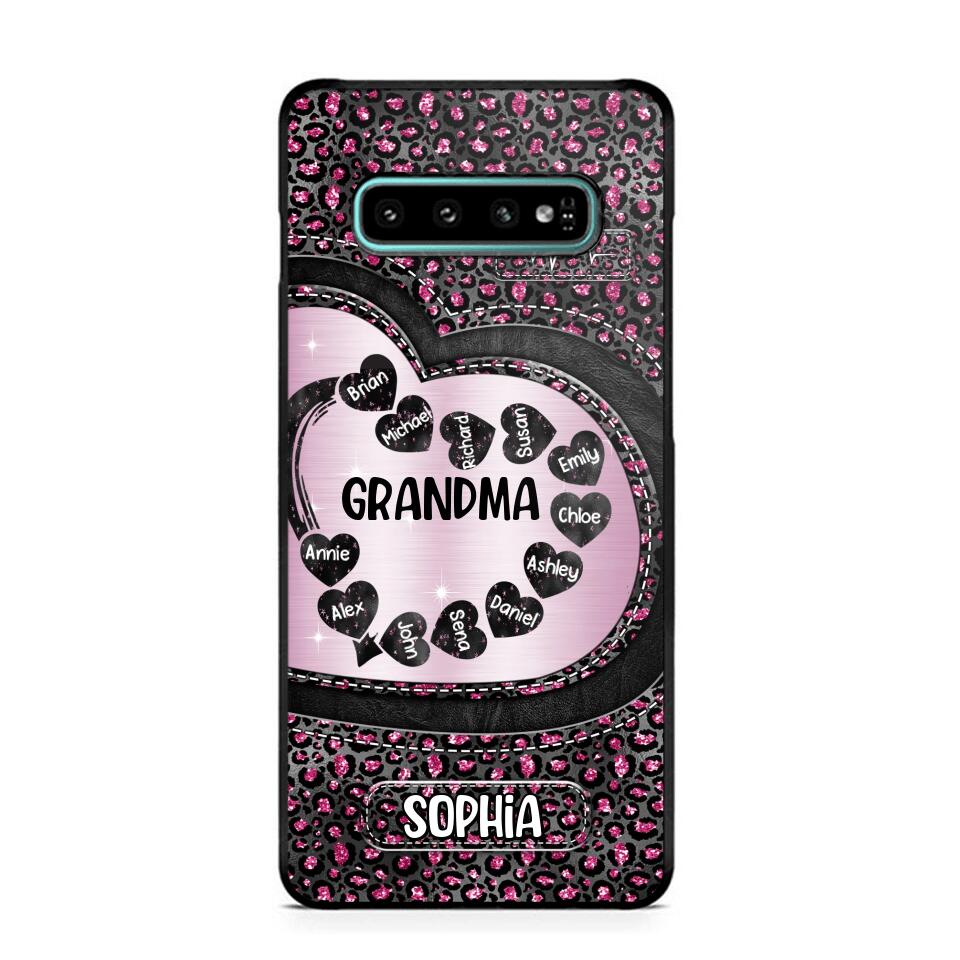 Personalized Grandma Nana Auntie Mom Heart & Kid's Name Phonecase Printed QTHQ2003