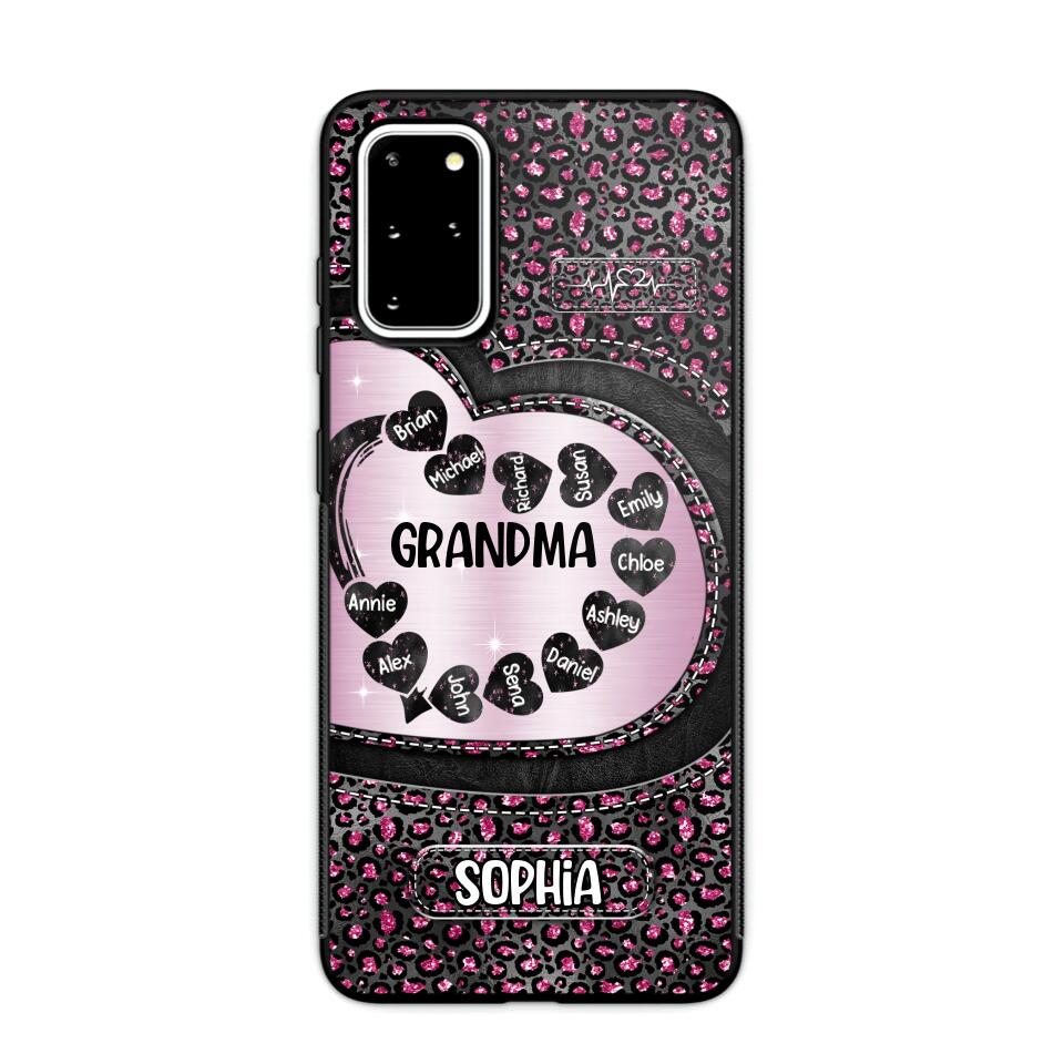 Personalized Grandma Nana Auntie Mom Heart & Kid's Name Phonecase Printed QTHQ2003