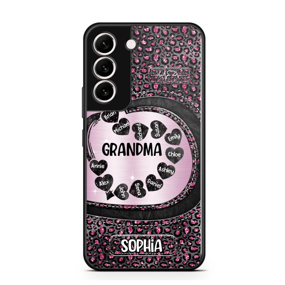 Personalized Grandma Nana Auntie Mom Heart & Kid's Name Phonecase Printed QTHQ2003