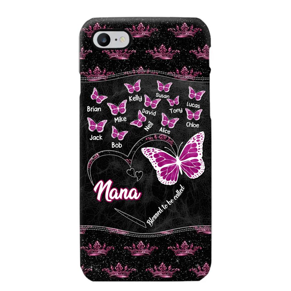 Personalized Butterflies Grandma Heart & Kid's Name Phonecase Printed QTDT1803