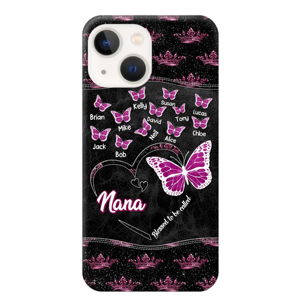 Personalized Butterflies Grandma Heart & Kid's Name Phonecase Printed QTDT1803