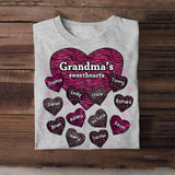 Personalized Grandma Nana Mom Aunt's Sweethearts Kid Name Heart Tshirt Printed PNHQ2003