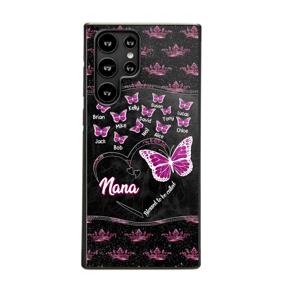 Personalized Butterflies Grandma Heart & Kid's Name Phonecase Printed QTDT1803