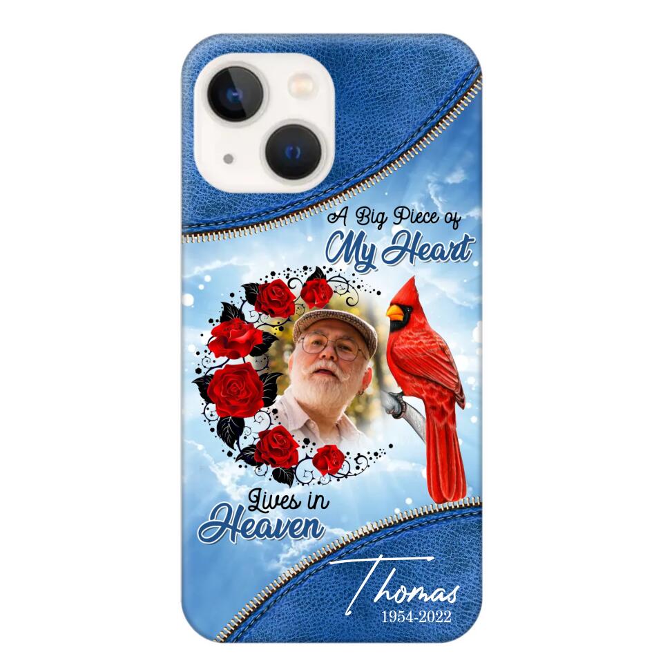 Personalized Upload Photo Memorial A Big Piece Of My Heart Lives in Heaven Phonecase Printed QTDT2103