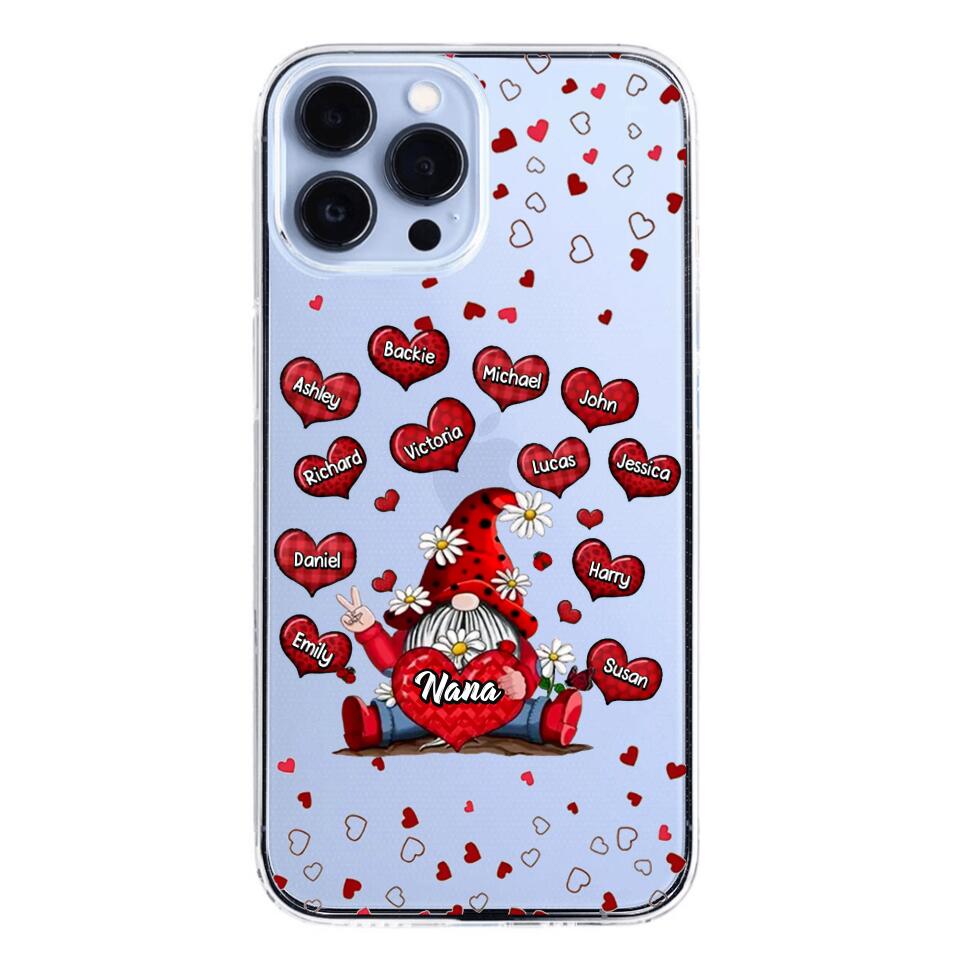 Personalized Grandma Nana Mom Aunt Kid Name Heart Hippie Silicon Phonecase QTDT2203