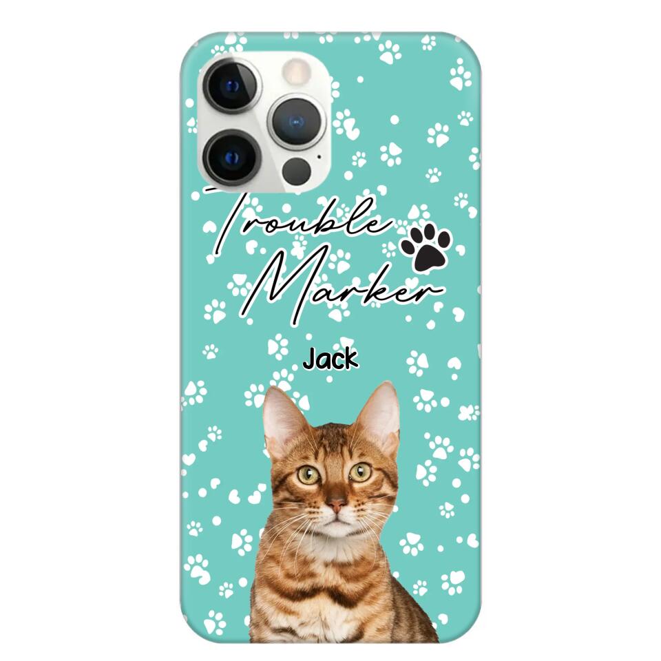 Personalized Upload Your Cat Photo Trouble Marker Cat Lovers Silicon Phonecase QTHQ2203