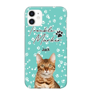 Personalized Upload Your Cat Photo Trouble Marker Cat Lovers Silicon Phonecase QTHQ2203