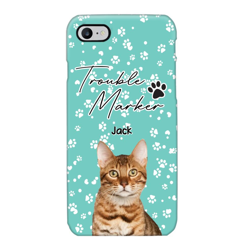 Personalized Upload Your Cat Photo Trouble Marker Cat Lovers Silicon Phonecase QTHQ2203