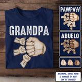 Personalized Grandpa Papa Pawpaw Kid Name Hand Tshirt Printed QTDT2703