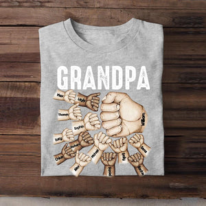 Personalized Grandpa Papa Pawpaw Kid Name Hand Tshirt Printed QTDT2703