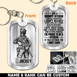 Personalized Australian Soldier/ Veteran I Am A Grumpy Veteran Rank Keychain Printed 23MAR-HQ27