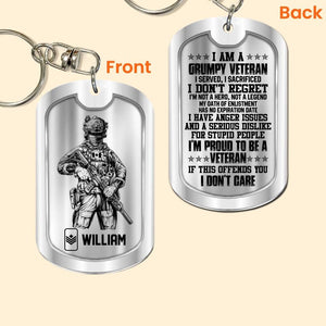 Personalized Canadian Soldier/ Veteran I Am A Grumpy Veteran Rank Keychain Printed 23MAR-HQ27