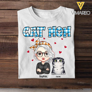 Personalized Cat Mom Fur Mama Cat Lovers Tshirt Printed 23MAR-HQ24