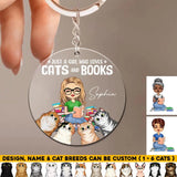 Personalized Just A Girl Who Loves Cats And Books Acrylic Keychain Printed PNHQ2903