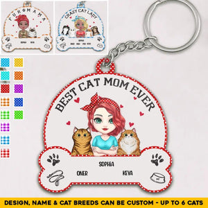 Personalized Best Cat Mom Ever Fur Mama Cat Lovers Gifts Acrylic Keychain Printed PNHQ2903