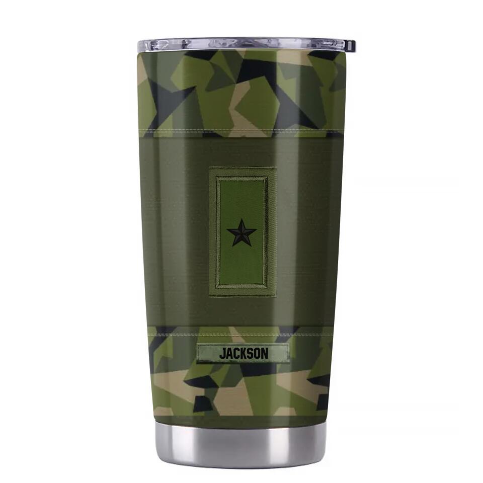 Personalized Sweden Soldier/ Veteran Once A Soldier Always A Soldier Rank Camo Tumbler Printed 23MAR-BQT29