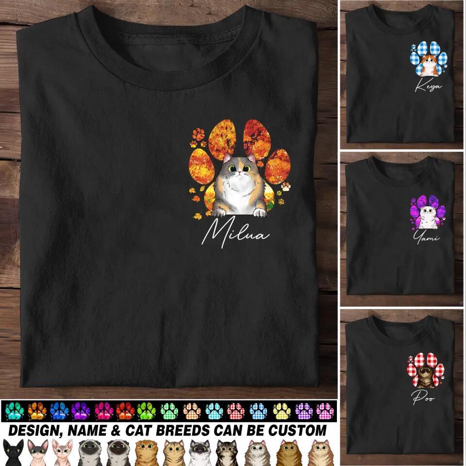 Personalized Cat Lovers Fall Paw Tshirt Printed PNHQ3103