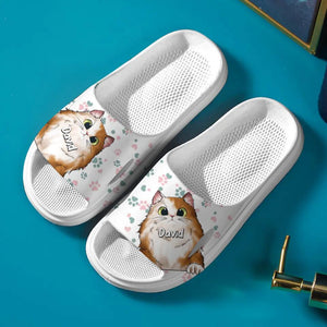 Personalized Cats & Name Cat Lovers Gift Unisex Bathroom Slippers Printed 23MAR-DT30