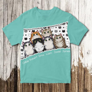 Personalized Cats & Name Cat Lovers Gift Tshirt 3D Printed PNHQ3103