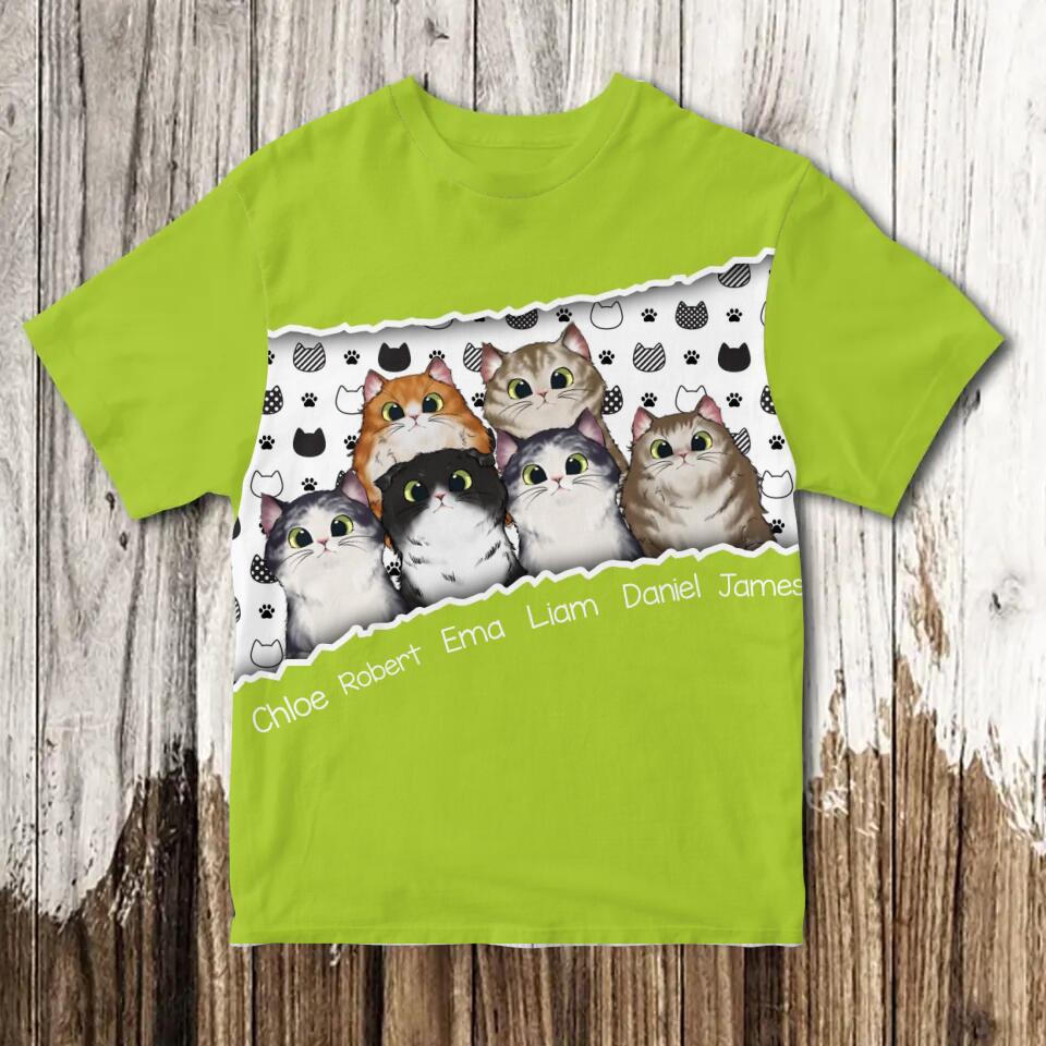 Personalized Cats & Name Cat Lovers Gift Tshirt 3D Printed PNHQ3103