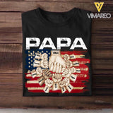 Personalized Papa Grandpa Pops Pawpaw Kid Name Hand US Flag Tshirt Printed 23APR-DT01