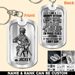 Personalized Netherland Soldier/Veteran Rank Camo I Am A Grumpy Veteran I Served, I Sacrificed Keychain Printed 23APR-HQ01