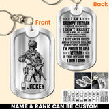 Personalized Swiss Soldier/Veteran Rank Camo I Am A Grumpy Veteran I Served, I Sacrificed Keychain Printed 23APR-HQ01