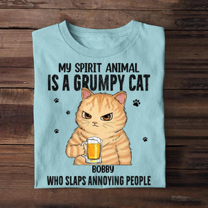 Personalized My Spirit Animal Is A Grumpy Cat Cat Lovers Tshirt Printed QTDT0104