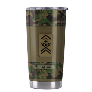 Personalized Swiss Soldier/ Veteran Once A Soldier Always A Soldier Rank Camo Tumbler Printed 23APR-BQT03