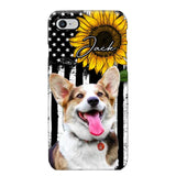 Personalized Upload Your Dog Photo & Name Sunflower Phonecase Printed QTHQ0504