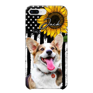 Personalized Upload Your Dog Photo & Name Sunflower Phonecase Printed QTHQ0504