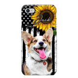 Personalized Upload Your Dog Photo & Name Sunflower Phonecase Printed QTHQ0504