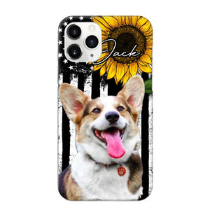 Personalized Upload Your Dog Photo & Name Sunflower Phonecase Printed QTHQ0504