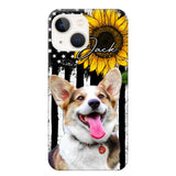 Personalized Upload Your Dog Photo & Name Sunflower Phonecase Printed QTHQ0504