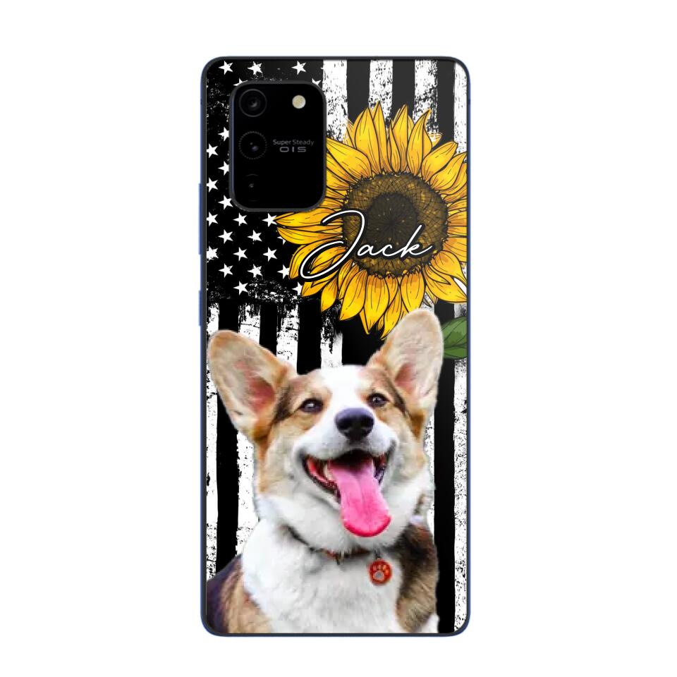 Personalized Upload Your Dog Photo & Name Sunflower Phonecase Printed QTHQ0504