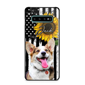 Personalized Upload Your Dog Photo & Name Sunflower Phonecase Printed QTHQ0504