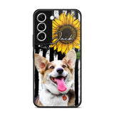 Personalized Upload Your Dog Photo & Name Sunflower Phonecase Printed QTHQ0504